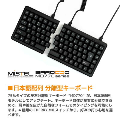 Mistel 左右分離型キーボード 日本語配列 BAROCCO MD770 CHERRY MX 静音赤軸